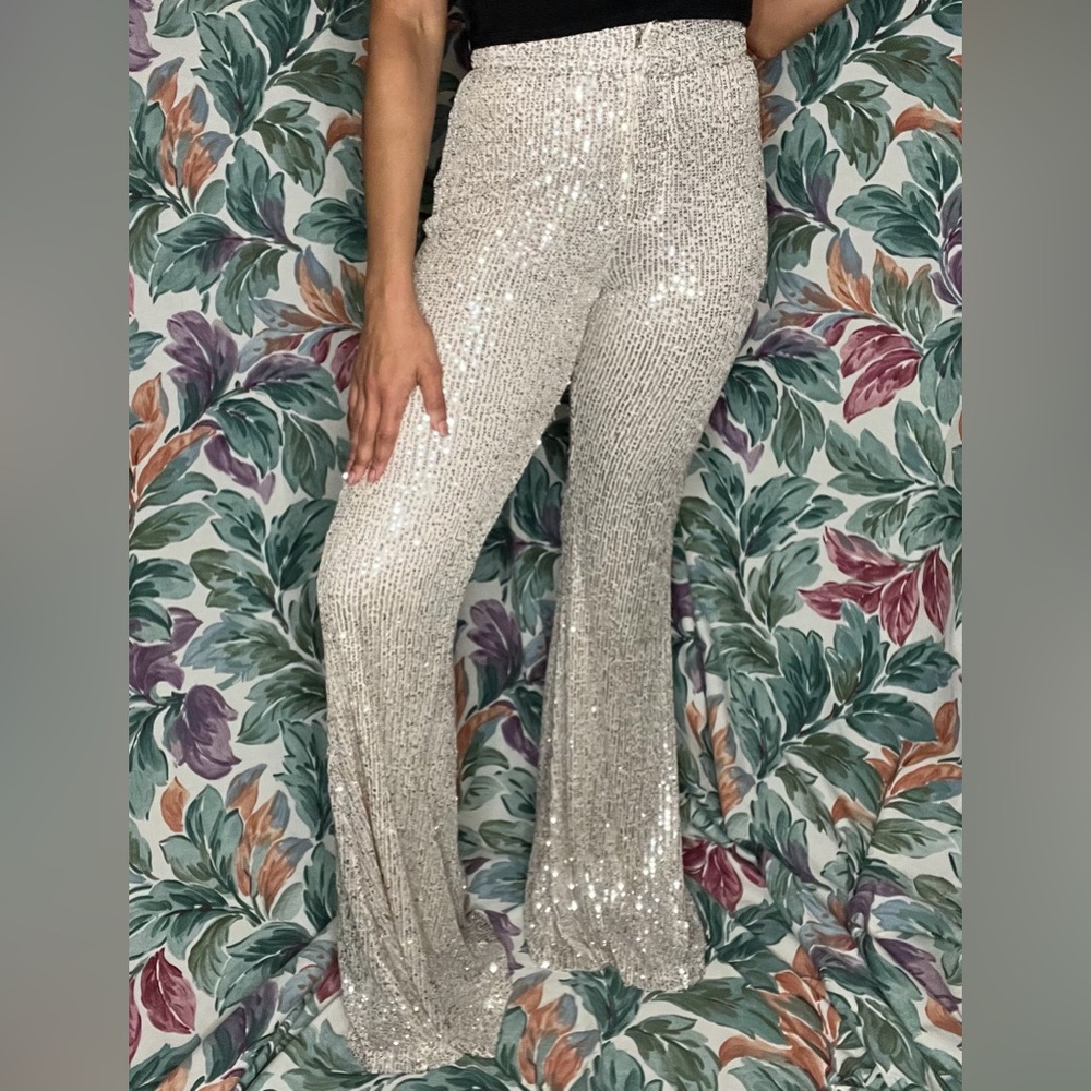 Saint and Hearts Sequined Wide Leg Pants